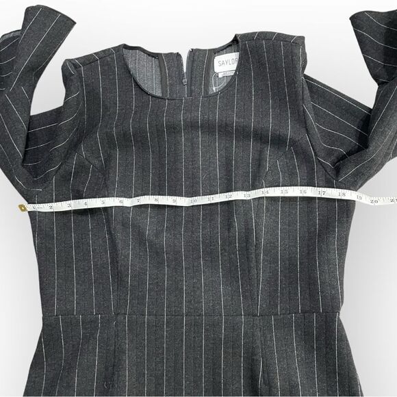 SAYLOR Grey Pinstripe Constance Dress Size Large - Picture 10 of 13